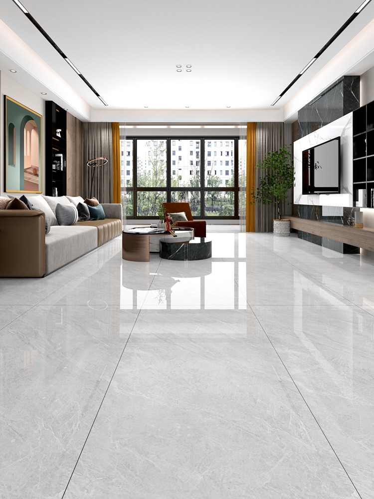 广东佛山灰色连纹通体大理石瓷砖750x1500客厅地砖防滑耐磨地板砖
